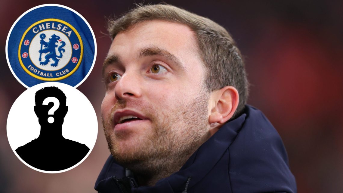 Image of Fabrizio Romano with overlay of Chelsea badge and mystery player inset