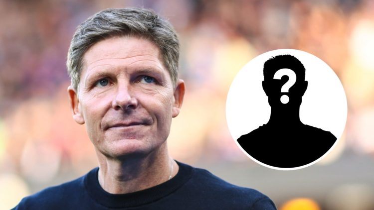 Crystal Palace manager Oliver Glasner looks on. Inset, question mark.