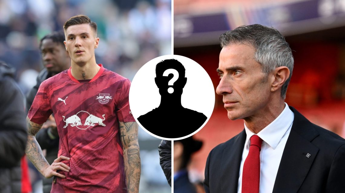 Split image of RB Leipzig striker Benjamin Sesko (left) after Bundesliga match and Andrea Berta (right) ahead of Arsenal match at the Emirates Stad...