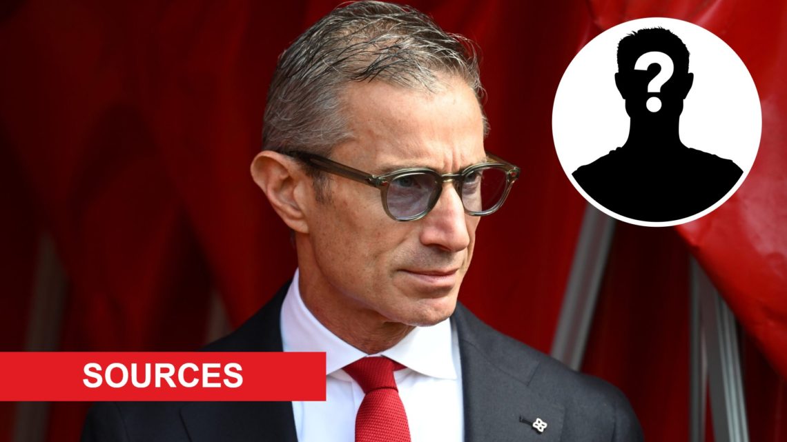 Image of Arsenal sporting director Andrea Berta with overlay of mystery player