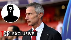 Image of Arsenal sporting director Andrea Berta with overlay of mystery player