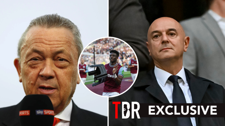 Split image of West Ham United owner David Sullivan (left) on Sky Sports and Tottenham Hotspur chairman Daniel Levy (right) ahead of a Premier Leag...