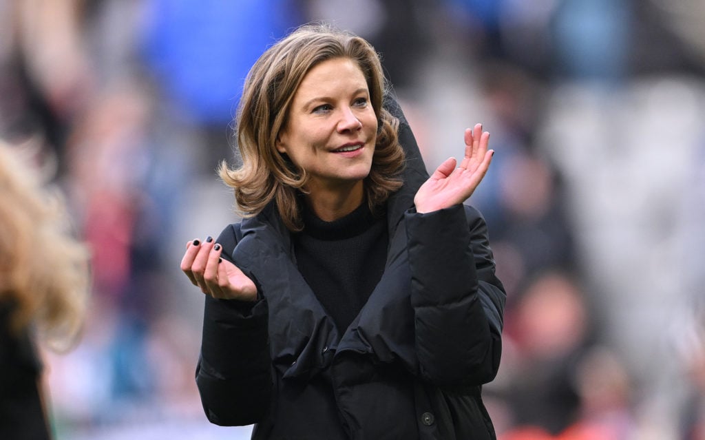 Amanda Staveley applauds fans at a Newcastle United fixture
