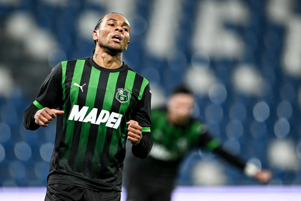 Armand Lauriente' of US Sassuolo celebrates his goal during the Serie B match between US Sassuolo Calcio and AC Reggiana