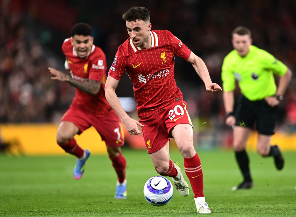 Diogo Jota in action for Liverpool vs Everton