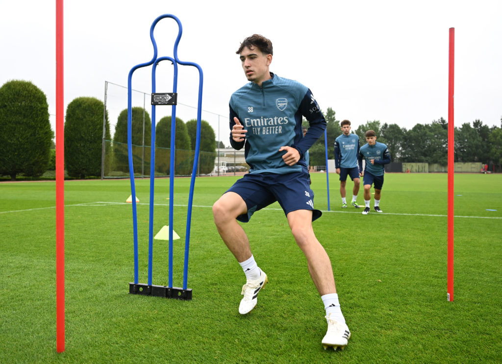 Louie Copley during an Arsenal training session.