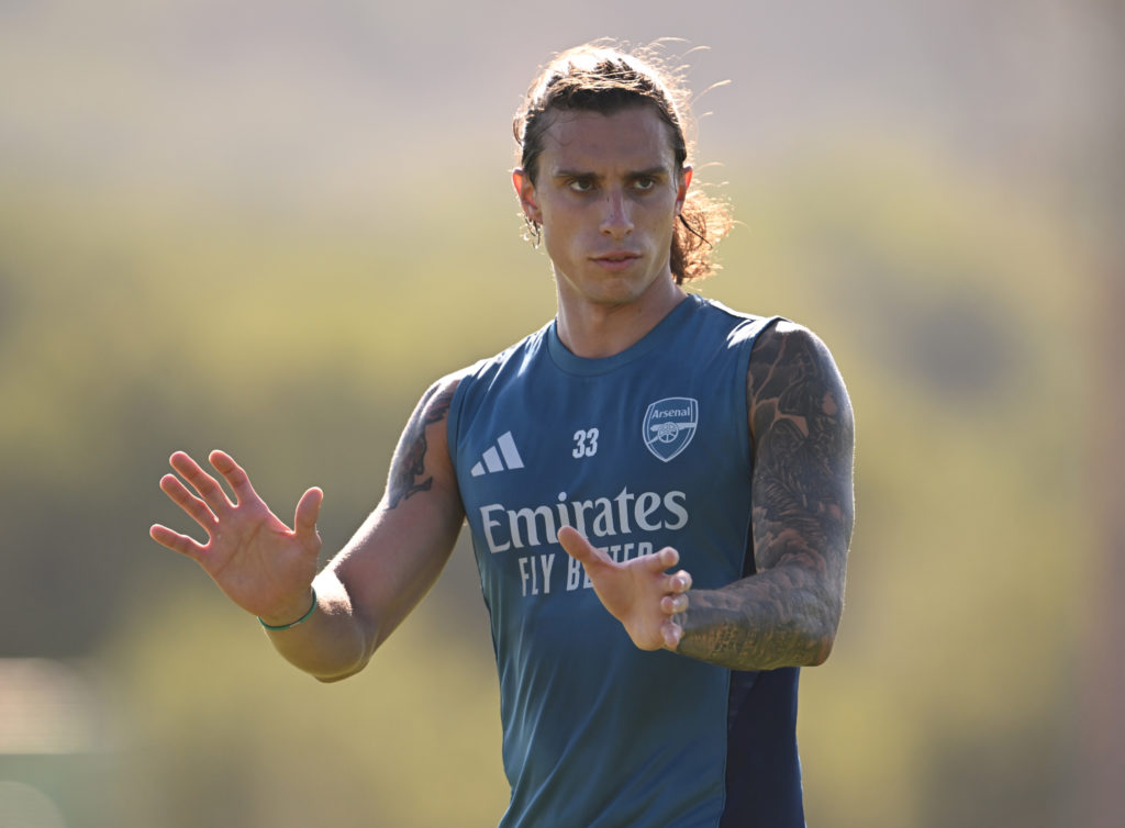 Riccardo Calafiori in Arsenal pre-season training.