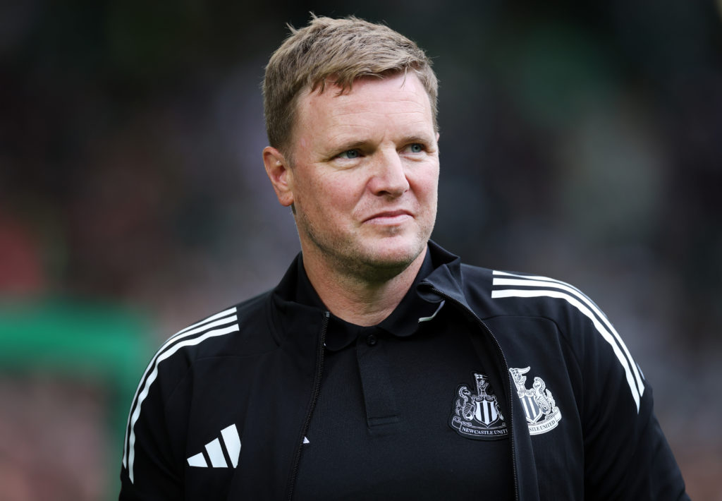 Eddie Howe managing Newcastle in a friendly against Celtic