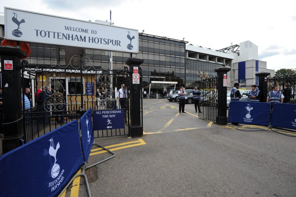 The gates outside Tottenham's White Hart Lane football stadium taken ahead of their English Premier League match against Queens Park Rangers in north London on August 24, 2014.