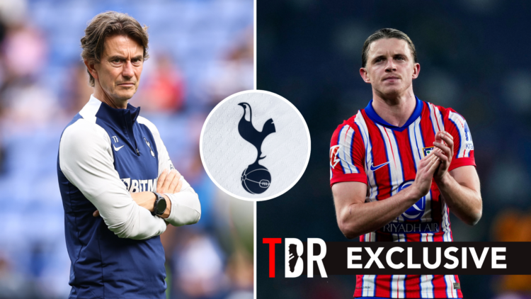 Split image of new Spurs manager Thomas Frank (L) ahead of a friendly against Reading and Conor Gallagher (R) after La Liga match for Atletico Madr...
