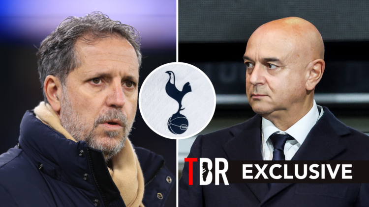 Split image of former Tottenham Hotspur sporting director Fabio Paratici (L) ahead of Champions League match and chairman Daniel Levy (R) before a ...