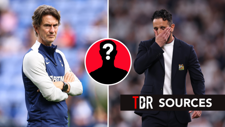 Split image of Tottenham Hotspur manager Thomas Frank (L) ahead of friendly against Reading and Manchester United boss Ruben Amorim (R) after losin...