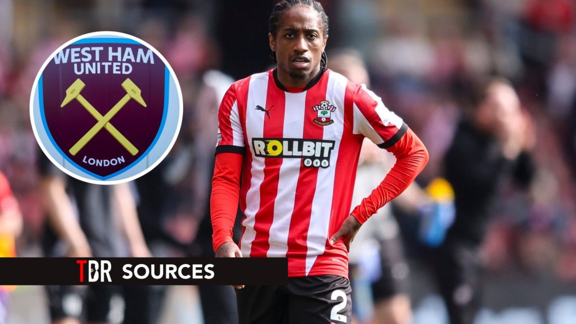 Former Southampton defender Kyle Walker-Peters with inset of West Ham badge