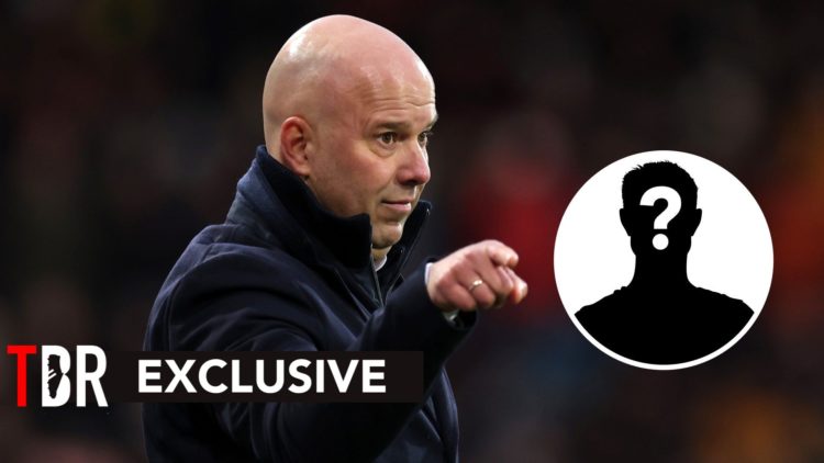 Liverpool manager Arne Slot with inset of mystery silhouette