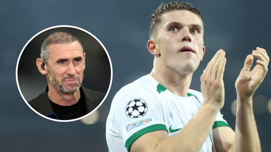 Viktor Gyokeres applauds Sporting CP fans. Inset, Arsenal legend Martin Keown.