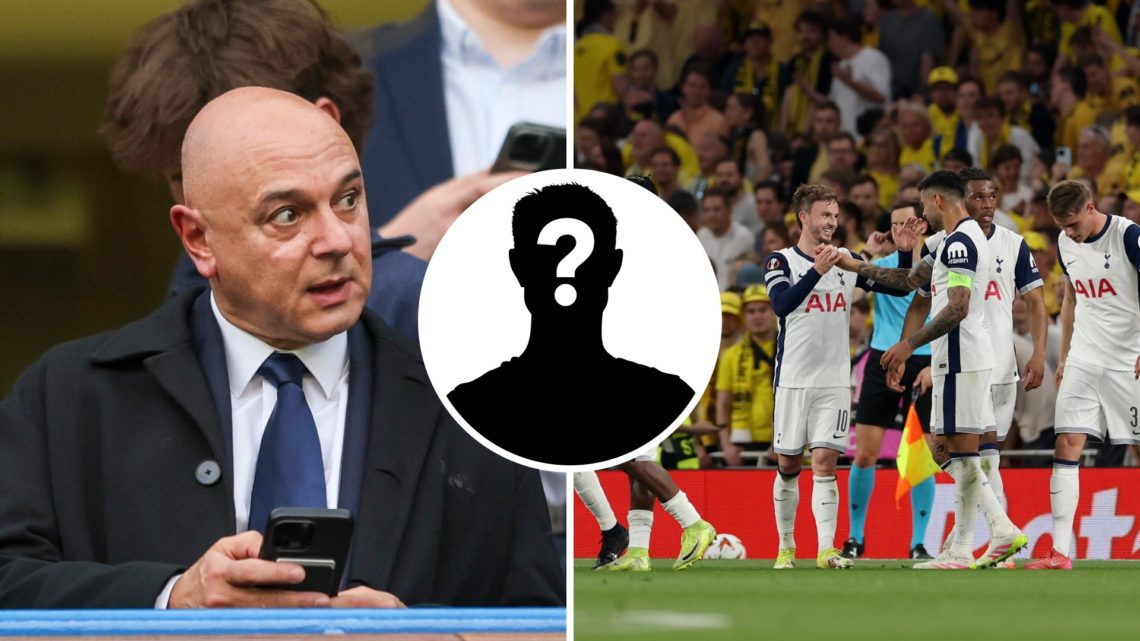 Tottenham Hotspur chairman Daniel Levy (left) on the phone at Stamford Bridge and Tottenham defender Cristian Romero (right) celebrating goal again...