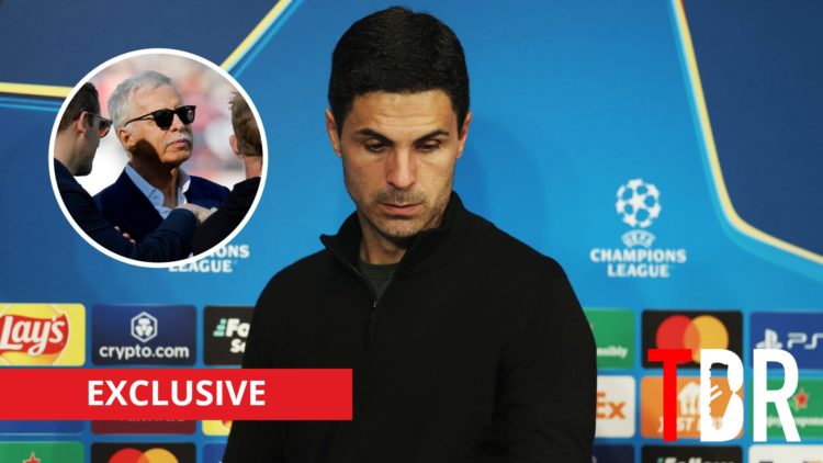 Arsenal manager Mikel Arteta with inset of Stan Kroenke