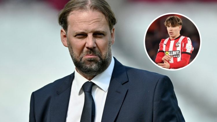 Southampton midfielder Tyler Dibling with inset of Tim Steidten