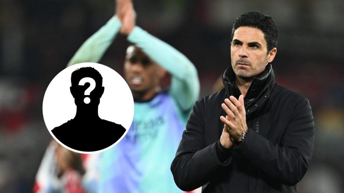 Mikel Arteta applauds Arsenal fans away from home. Inset, question mark.