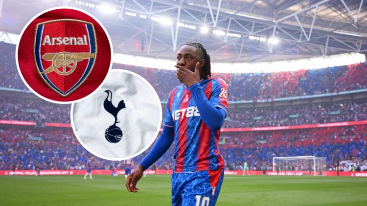 Eberechi Eze of Crystal Palace looks on prior to the Emirates FA Cup Final between Crystal Palace and Manchester City at Wembley Stadium, Arsenal a...