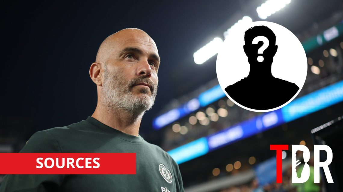 Chelsea manager Enzo Maresca with inset of mystery silhouette
