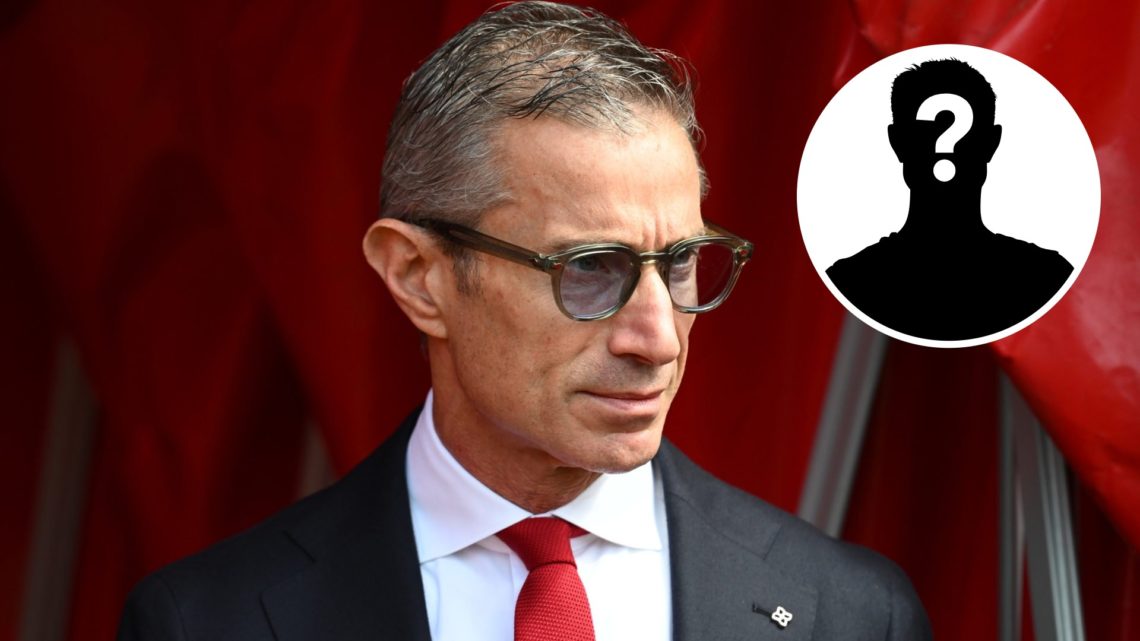 Image of Arsenal sporting director Andrea Berta, inset mystery player