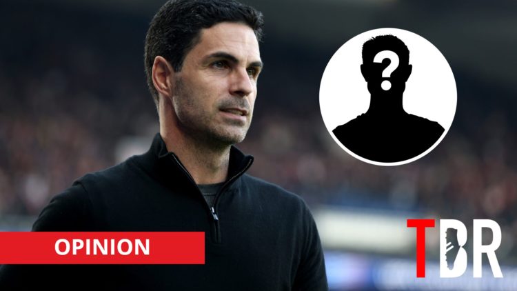 Arsenal manager Mikel Arteta with inset of mystery silhouette