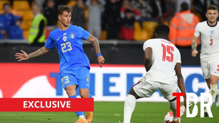 Spezia midfielder Salvatore Esposito in action for Italy against England