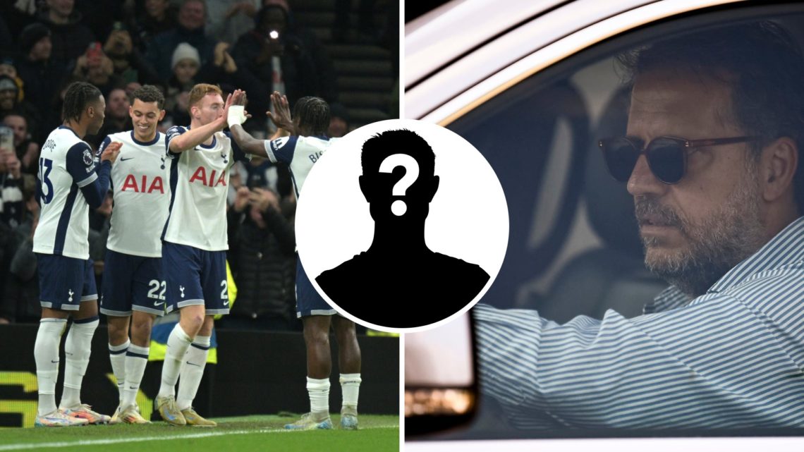 Split image of Yves Bissouma (left) celebrating a Tottenham Hotspur goal and Fabio Paratici (right) arriving at Juventus training ground. Inset of ...