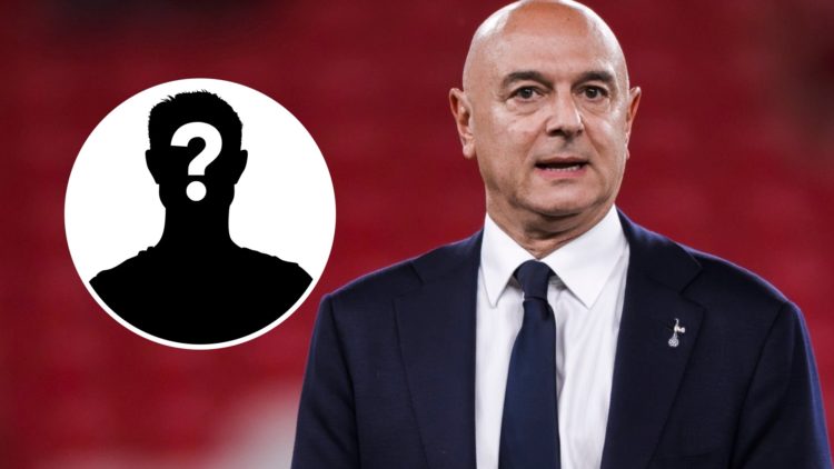 Tottenham chairman Daniel Levy alongside a question mark inset.