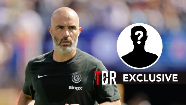 Chelsea manager Enzo Maresca looks on alongside a question mark.