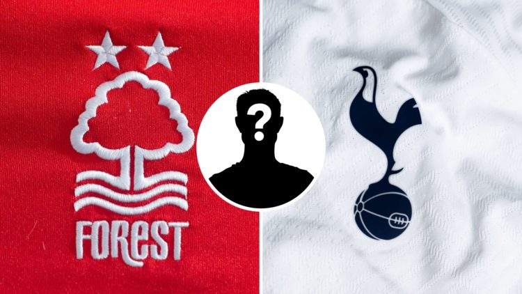 Split image of the Nottingham Forest badge and the Tottenham badge
