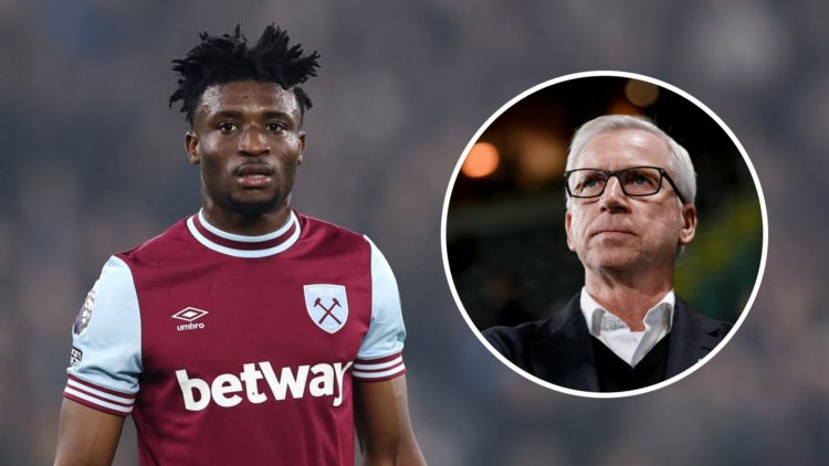 New Tottenham signing Mohammed Kudus during a match for West Ham. Inset, Alan Pardew.