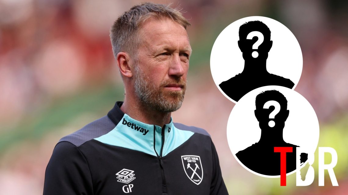 West Ham manager Graham Potter with insets of mystery silhouettes
