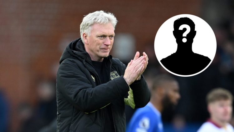 Everton manager David Moyes with inset of mystery silhouette