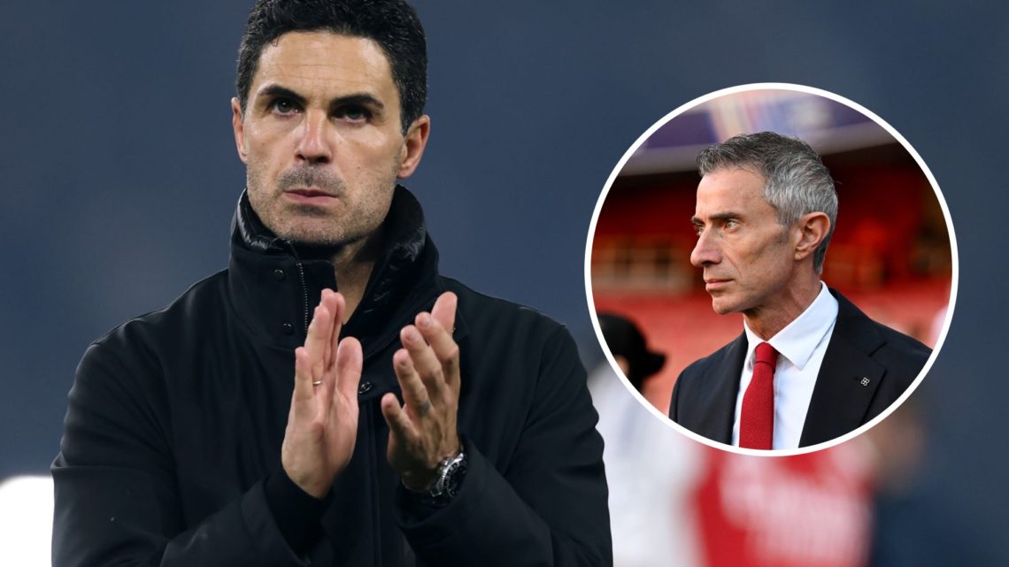 Arsenal boss Mikel Arteta alongside sporting director Andrea Berta.