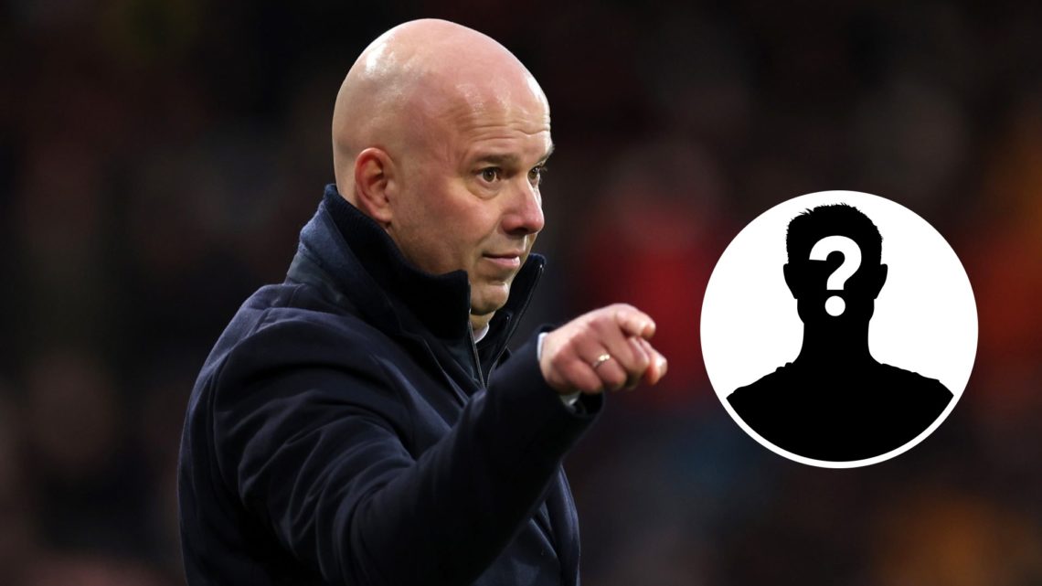 Liverpool manager Arne Slot with inset of mystery silhouette