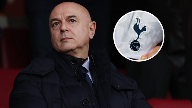 Tottenham Hotspur chairman Daniel Levy with inset of Spurs badge