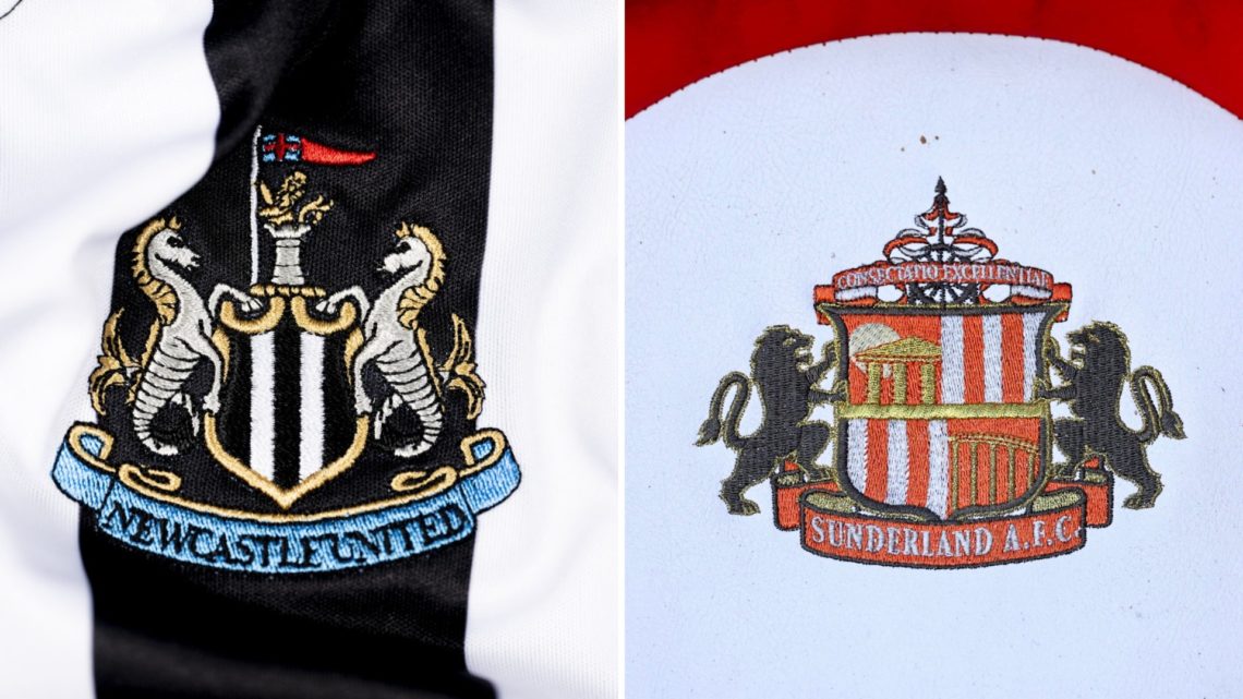 Split image of the Newcastle badge and the Sunderland badge