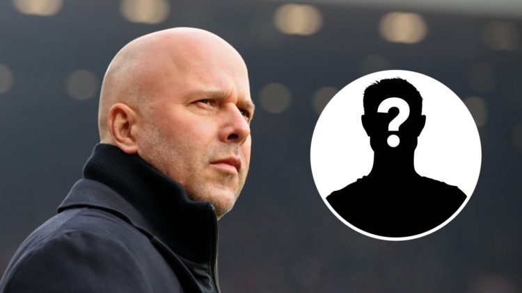 Liverpool boss Arne Slot looks on at Anfield.