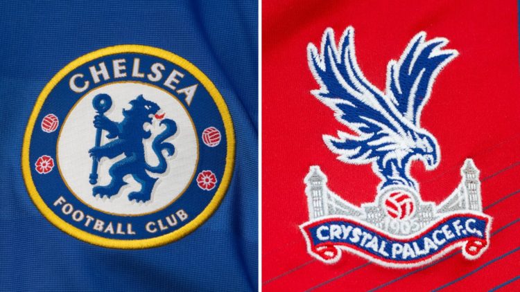 Split image of the Chelsea badge and the Crystal Palace badge