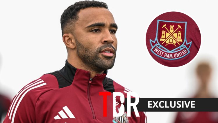 Callum Wilson with inset of West Ham badge