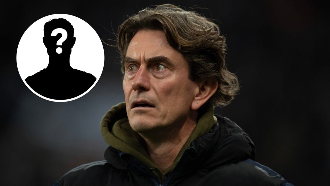Thomas Frank manager of Tottenham Hotspur with inset of mystery silhouette