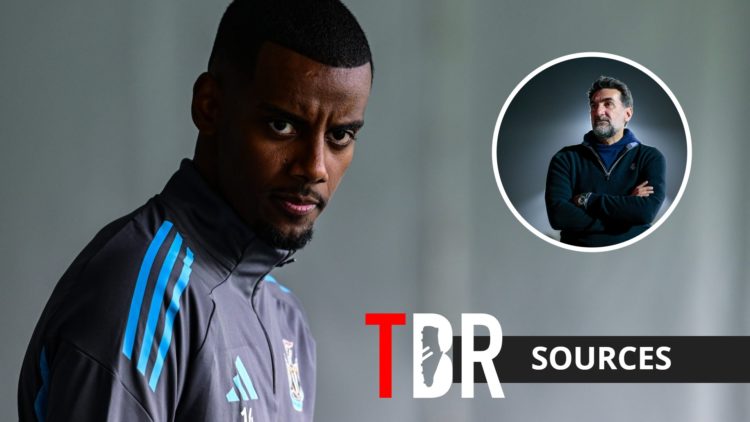 Newcastle United striker Alexander Isak with inset of club chairman Yasir Al-Rumayyan