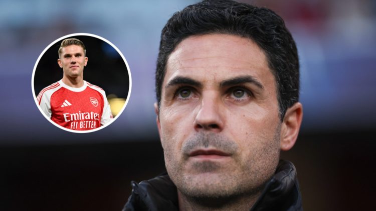 Arsenal manager Mikel Arteta with inset of Viktor Gyokeres