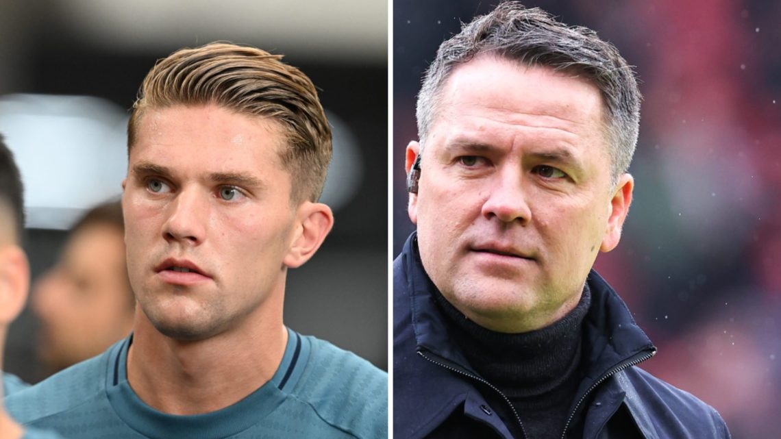 Viktor Gyokeres of Arsenal during a training session at the Singapore National Stadium. Michael Owen working as a TV pundit during the Premier Leag...