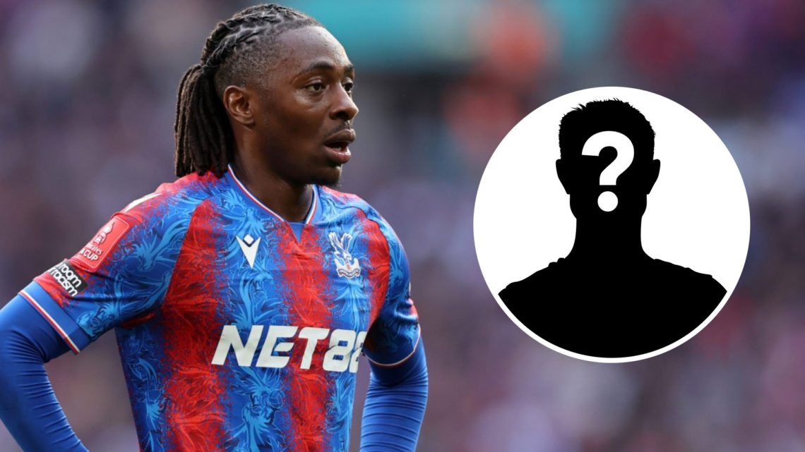 Eberechi Eze looks on for Crystal Palace. Inset, question mark.
