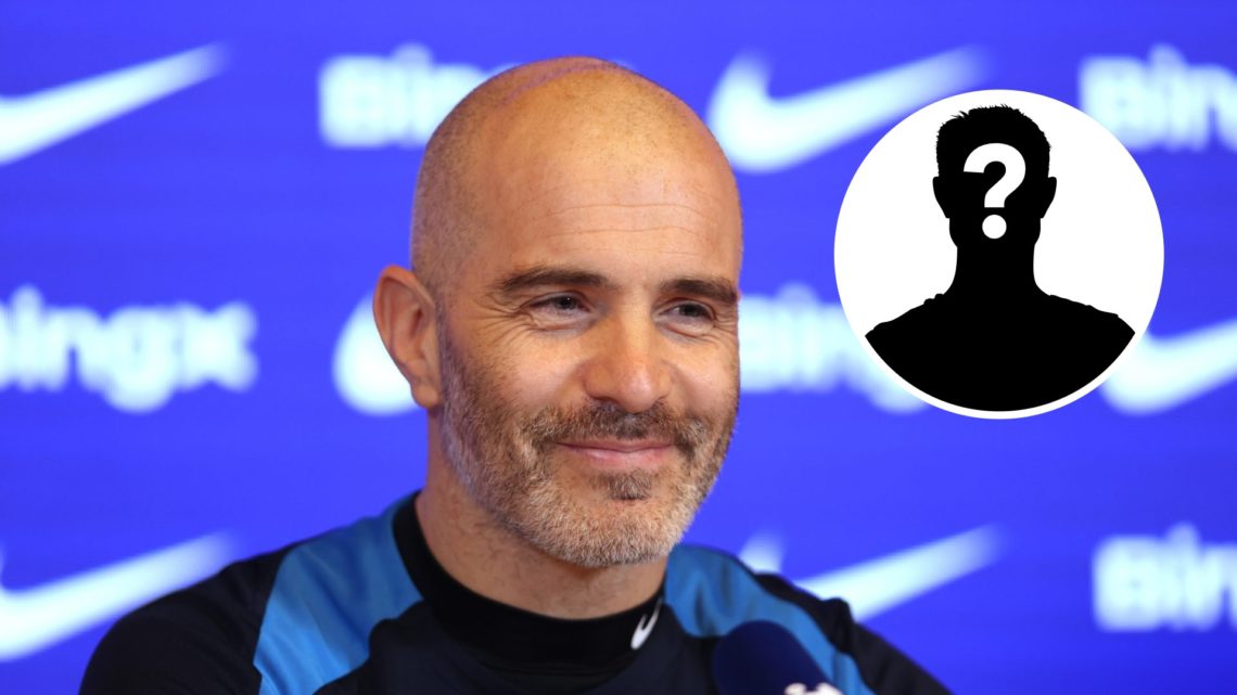 Chelsea manager Enzo Maresca with inset of mystery silhouette