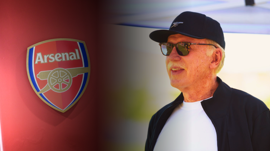 Split image of Stan Kroenke and the Arsenal badge