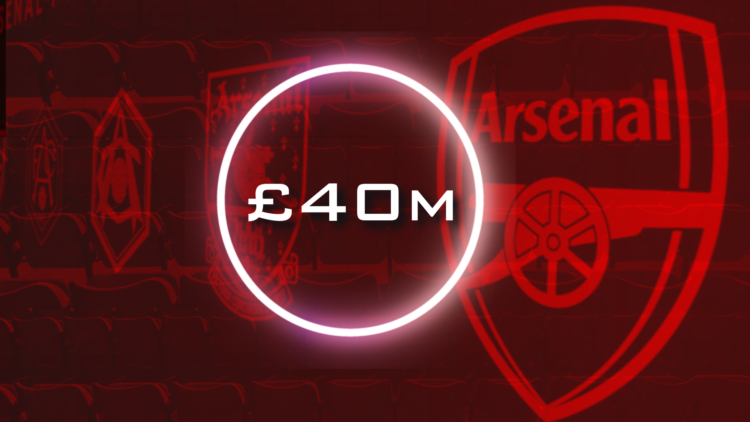 Arsenal badge illustration with '£40m' wordage